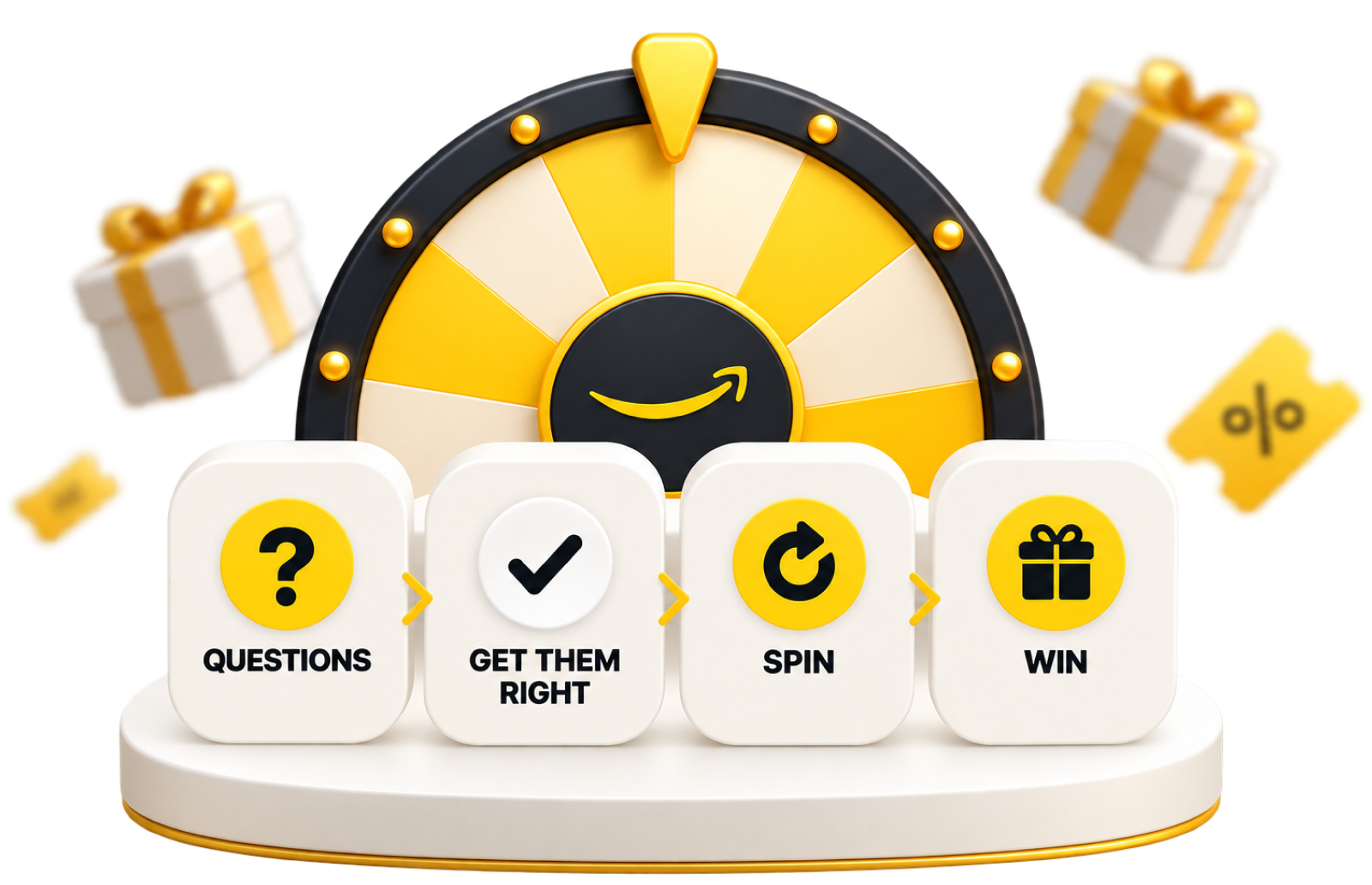 Spin the wheel: Questions, Get them right, Spin, Win